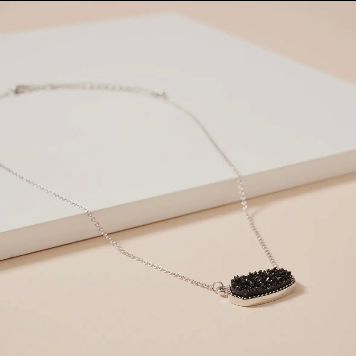 Black Druzy Stone Necklace
