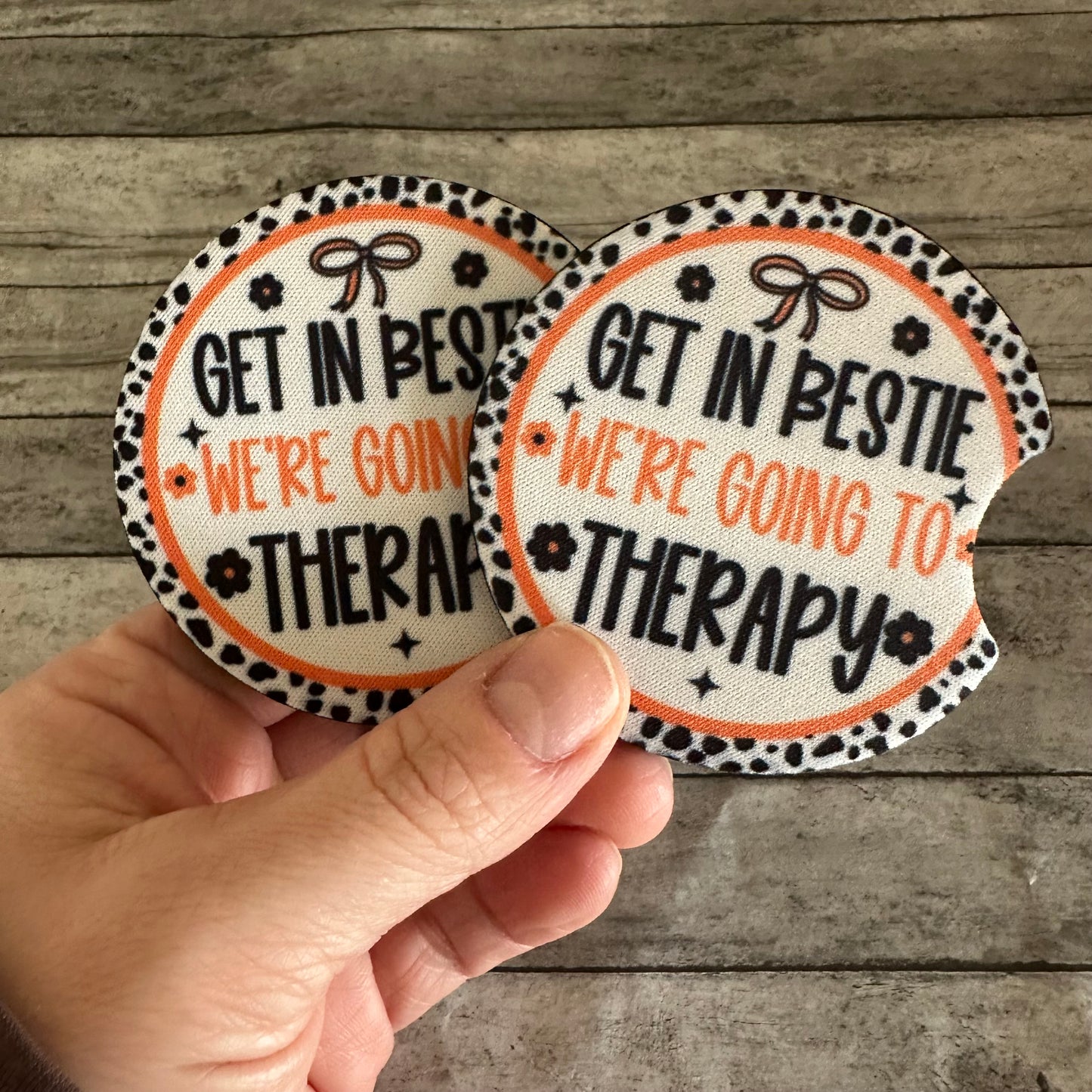 Get In Bestie Neoprene Car Coaster