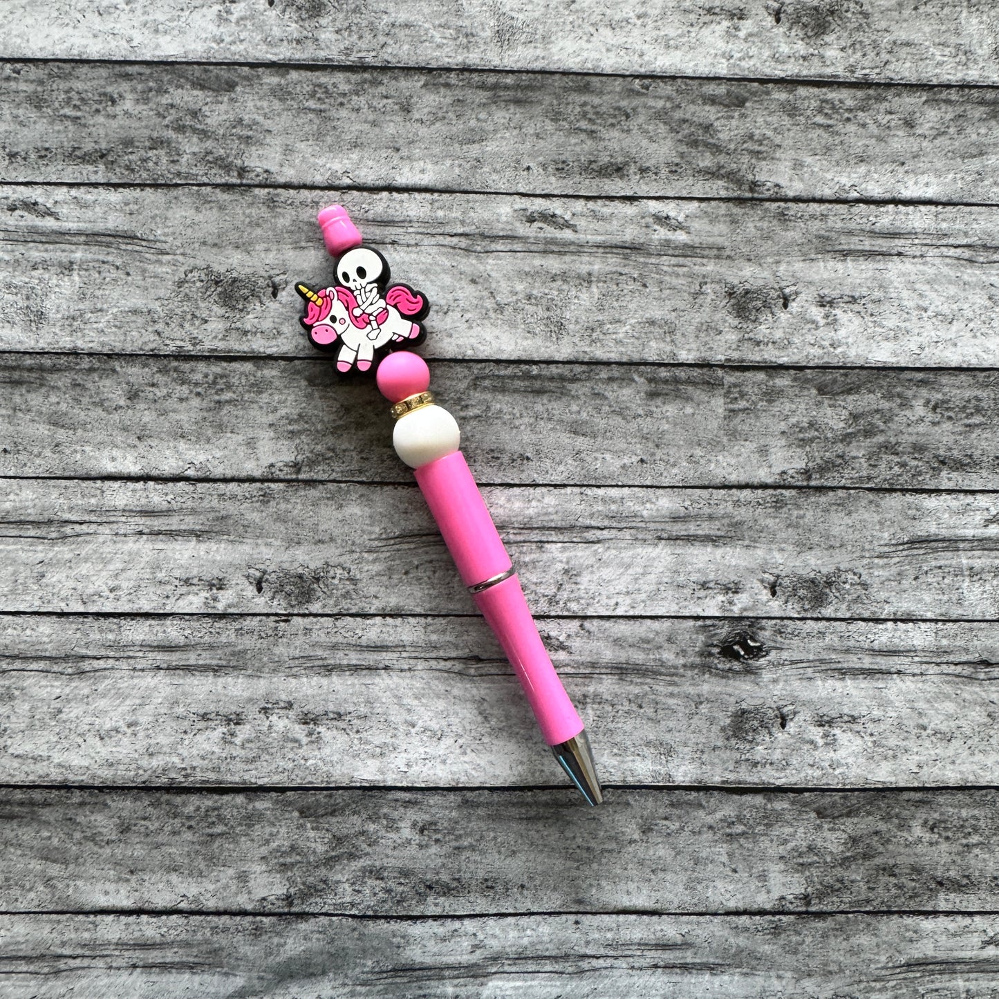 Skeleton And Unicorn Beaded Pen