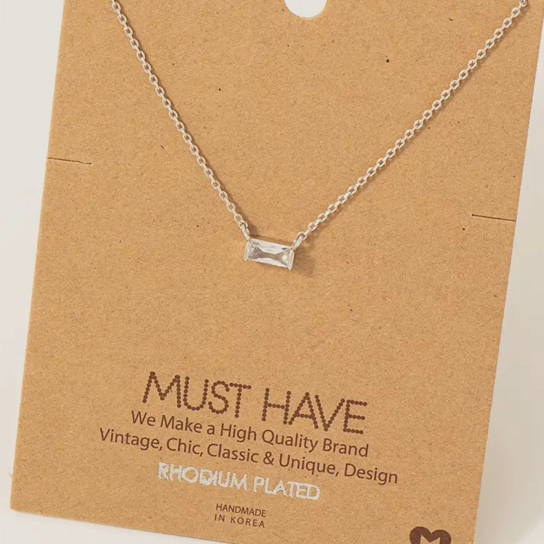 Mini Stud Rhinestone Pendant Necklace