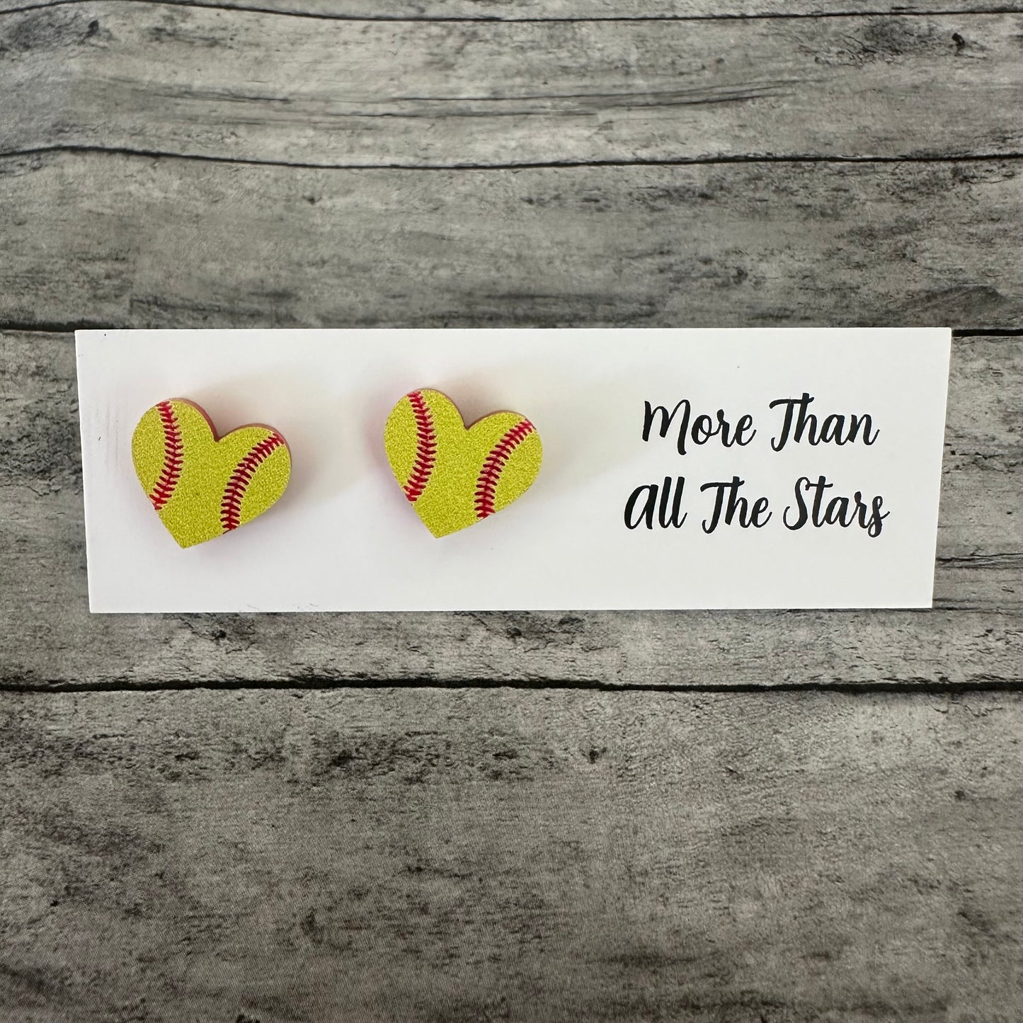 Softball Heart Stud