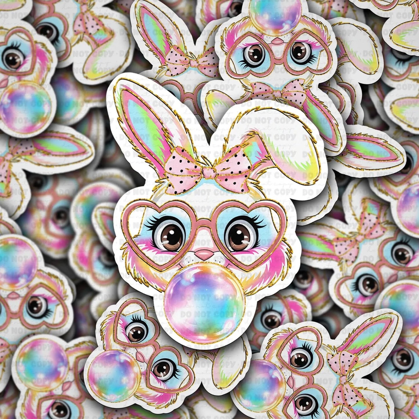 Bunny Blowing Bubblegum Sticker