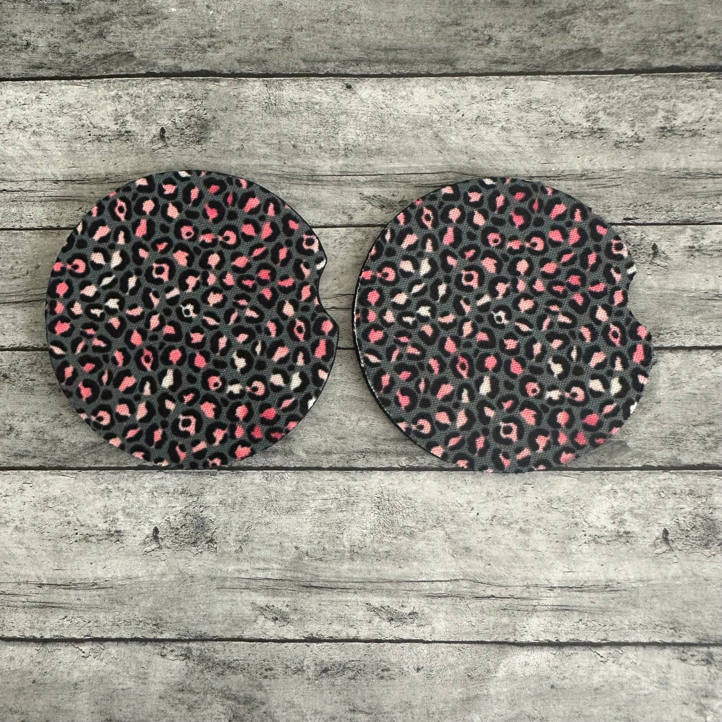 Pink Leopard Neoprene Car Coaster