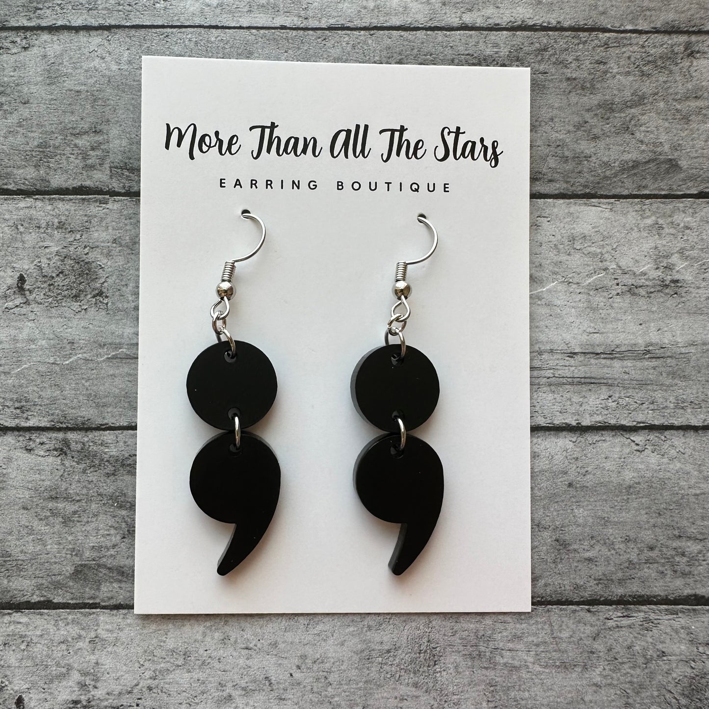 YOUR STORY IS NOT OVER Semi Colon Earrings