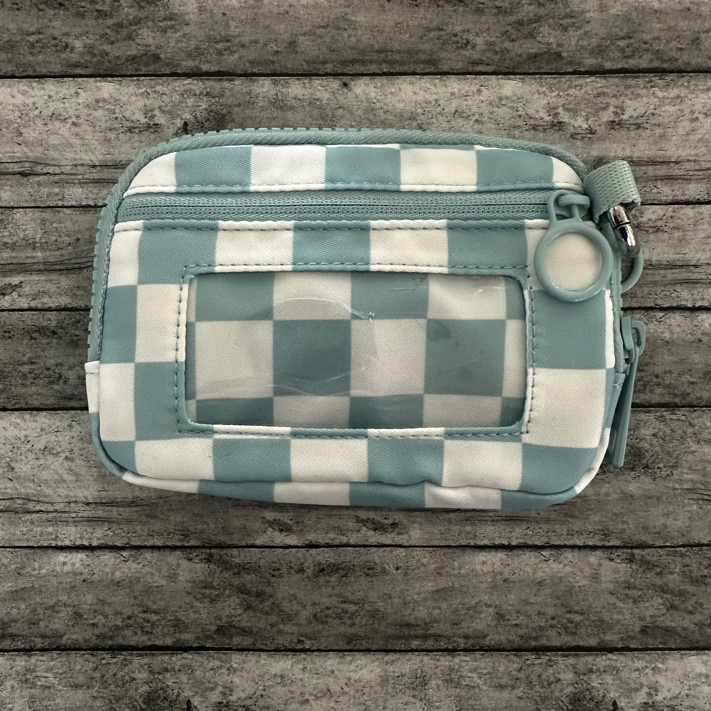 Blue Check Wristlet Wallet