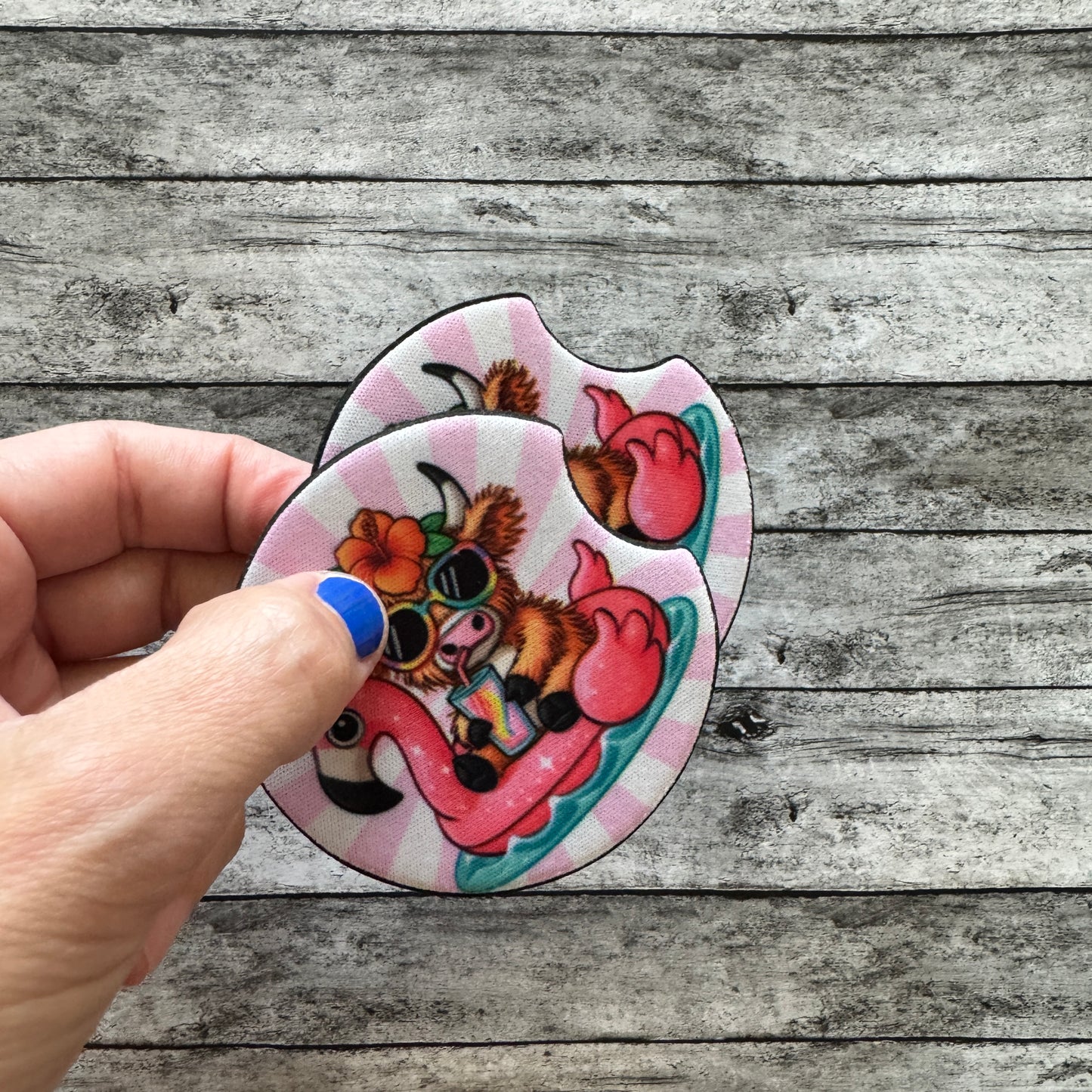 Cow Floating Neoprene Car Coaster