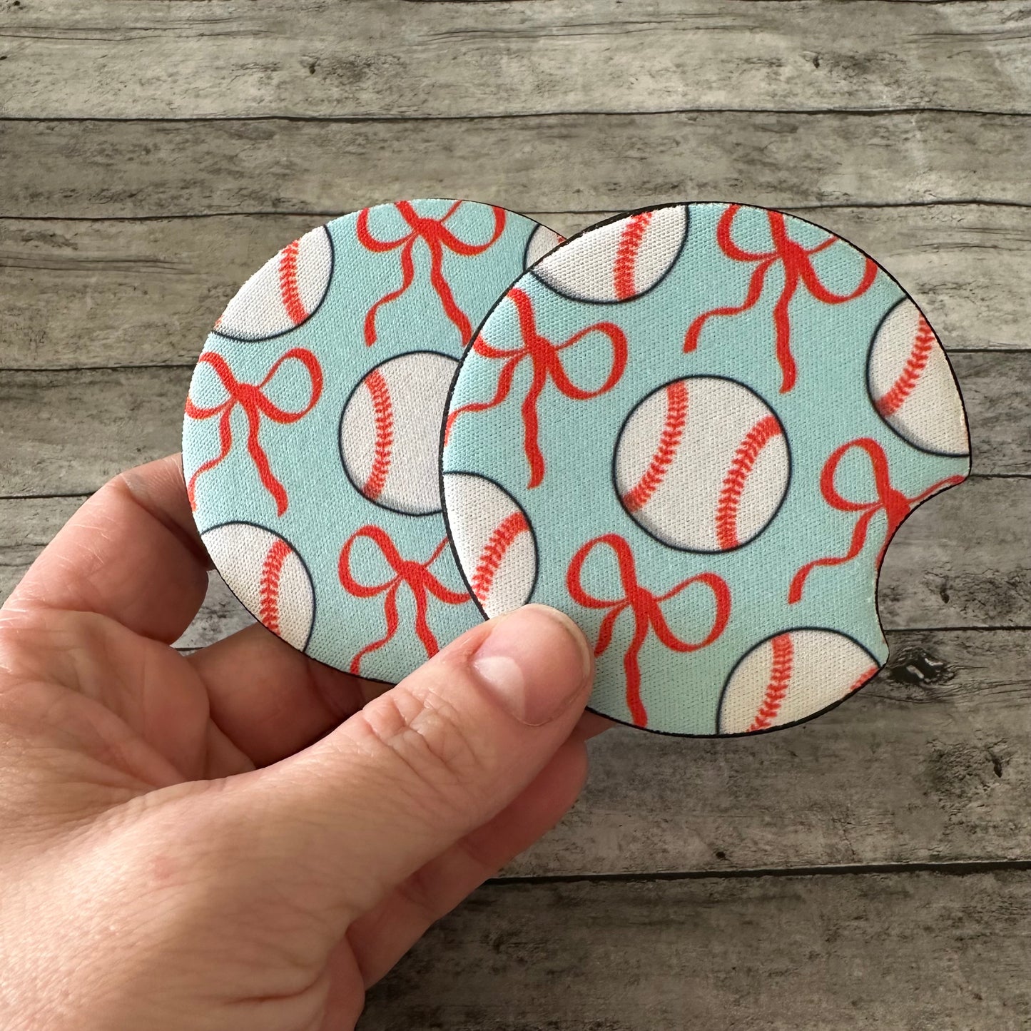 Blue Baseball Neoprene Car Coaster