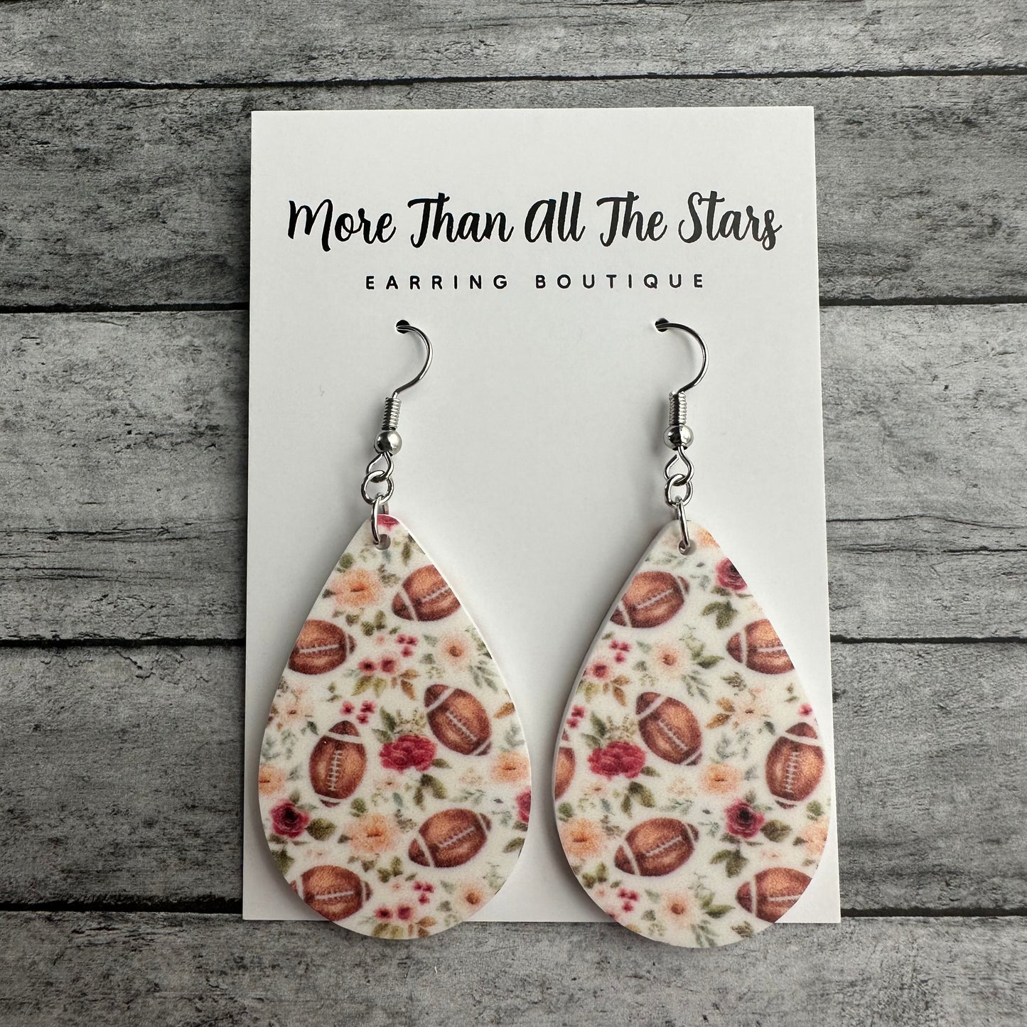 Floral Football Earrings