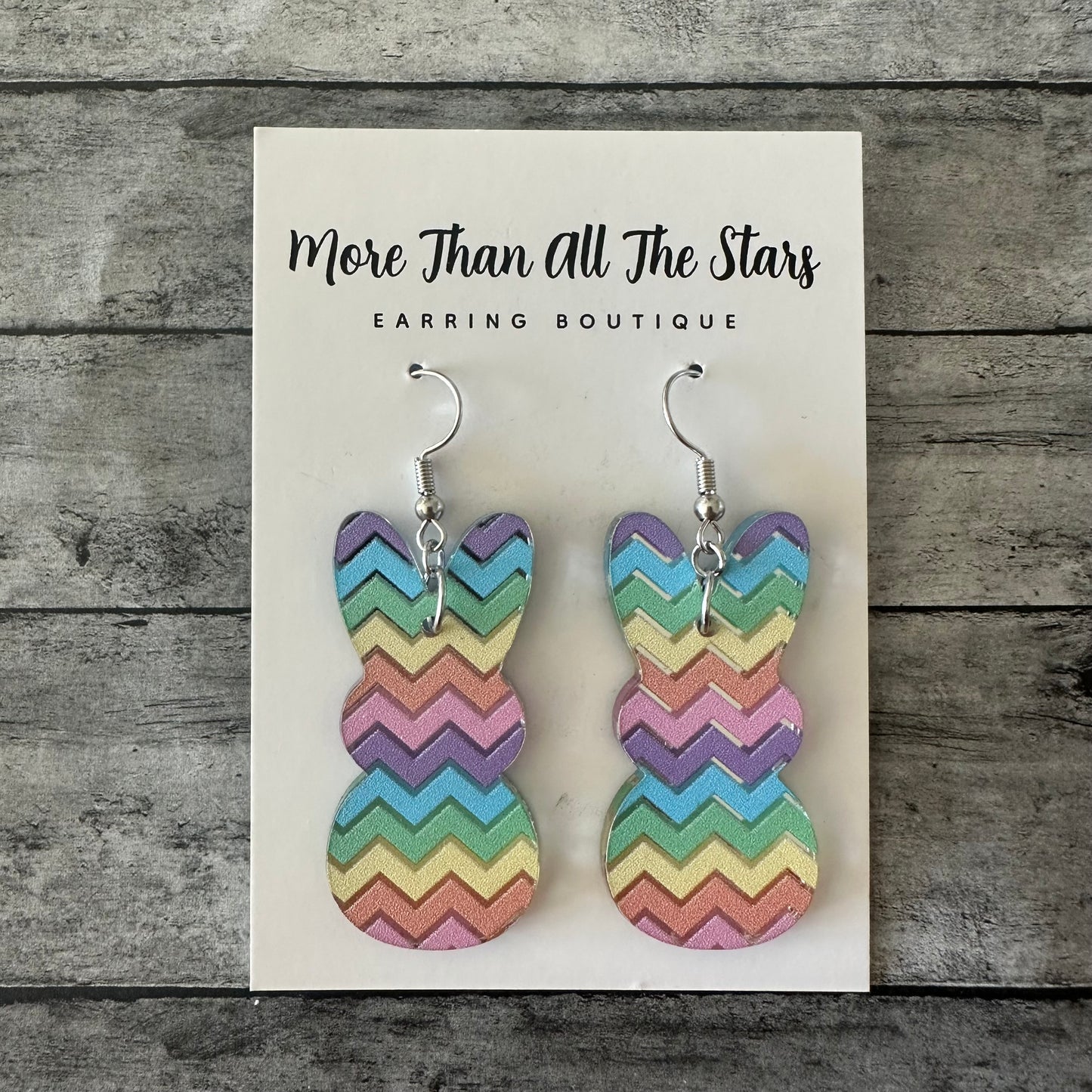 Easter Pastel Chevron Bunny Earrings