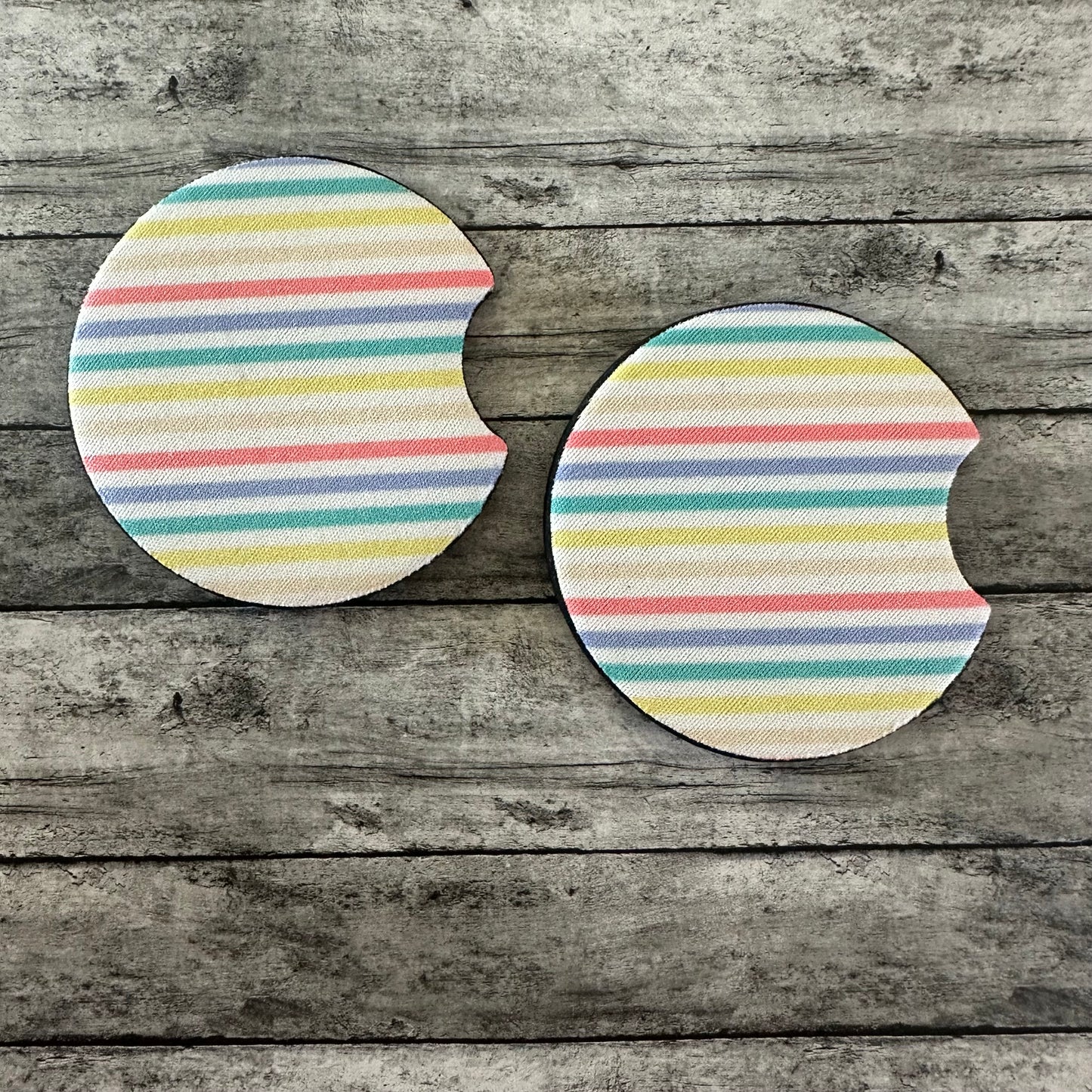 Pastel Stripes Neoprene Car Coaster