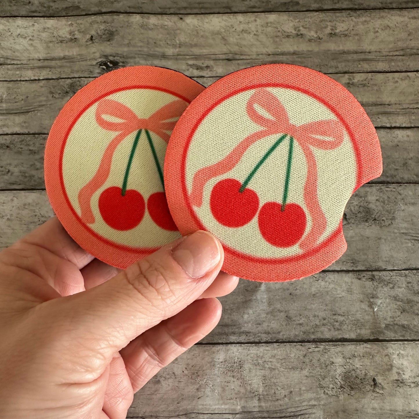 Cherry Neoprene Car Coaster