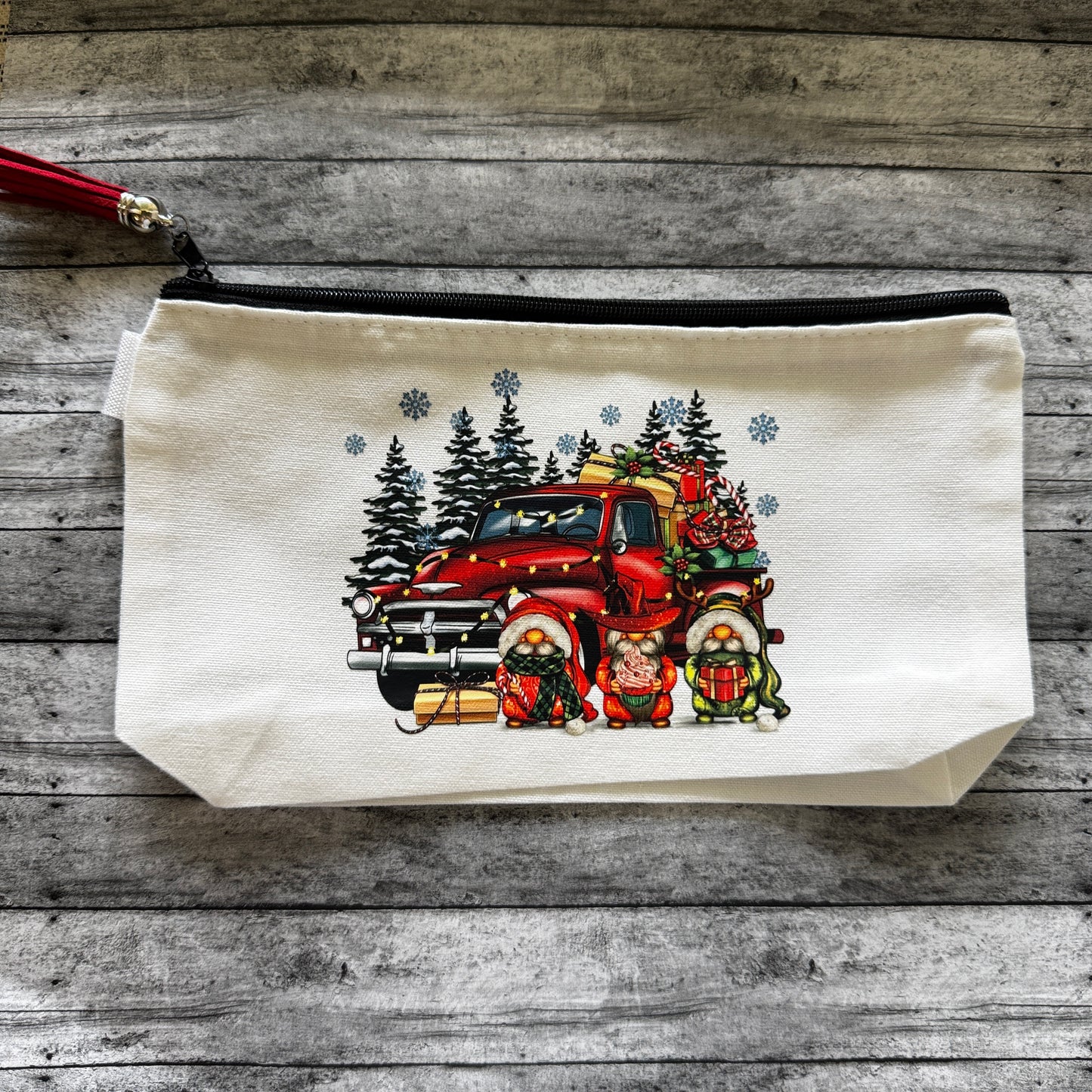 Christmas Truck And Gnomes Zipper Pouch