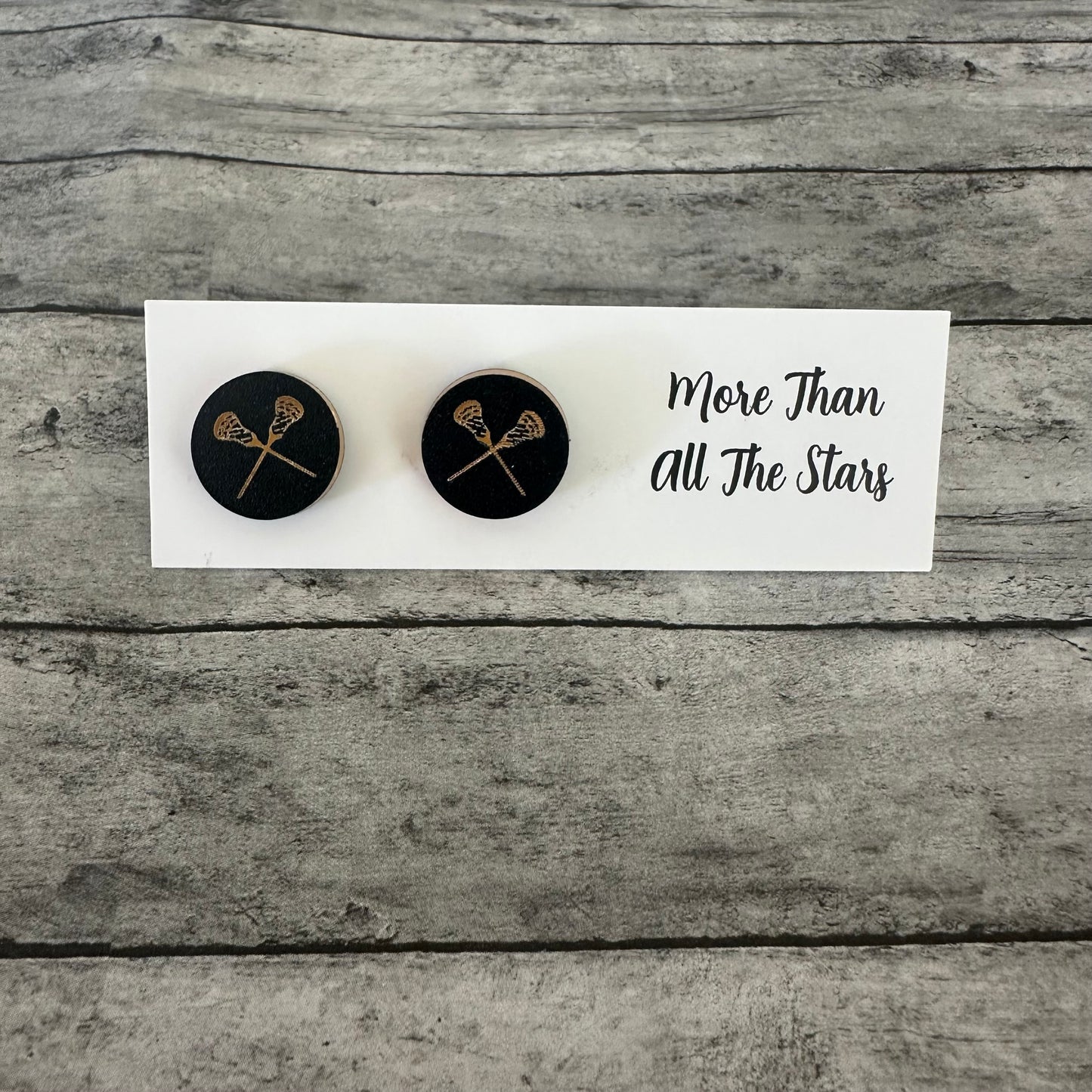 Black and Gold Lacrosse Stud