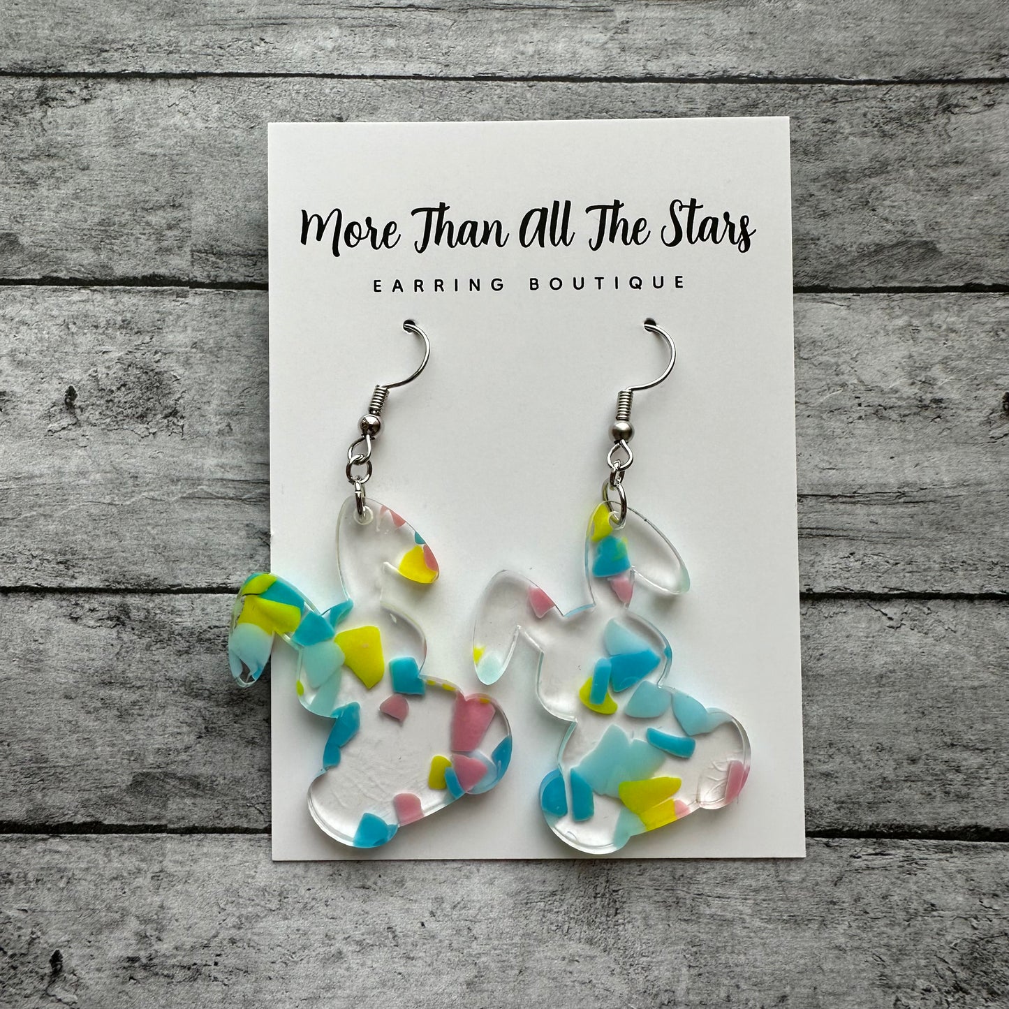 Easter Pastel Confetti Bunny Earrings