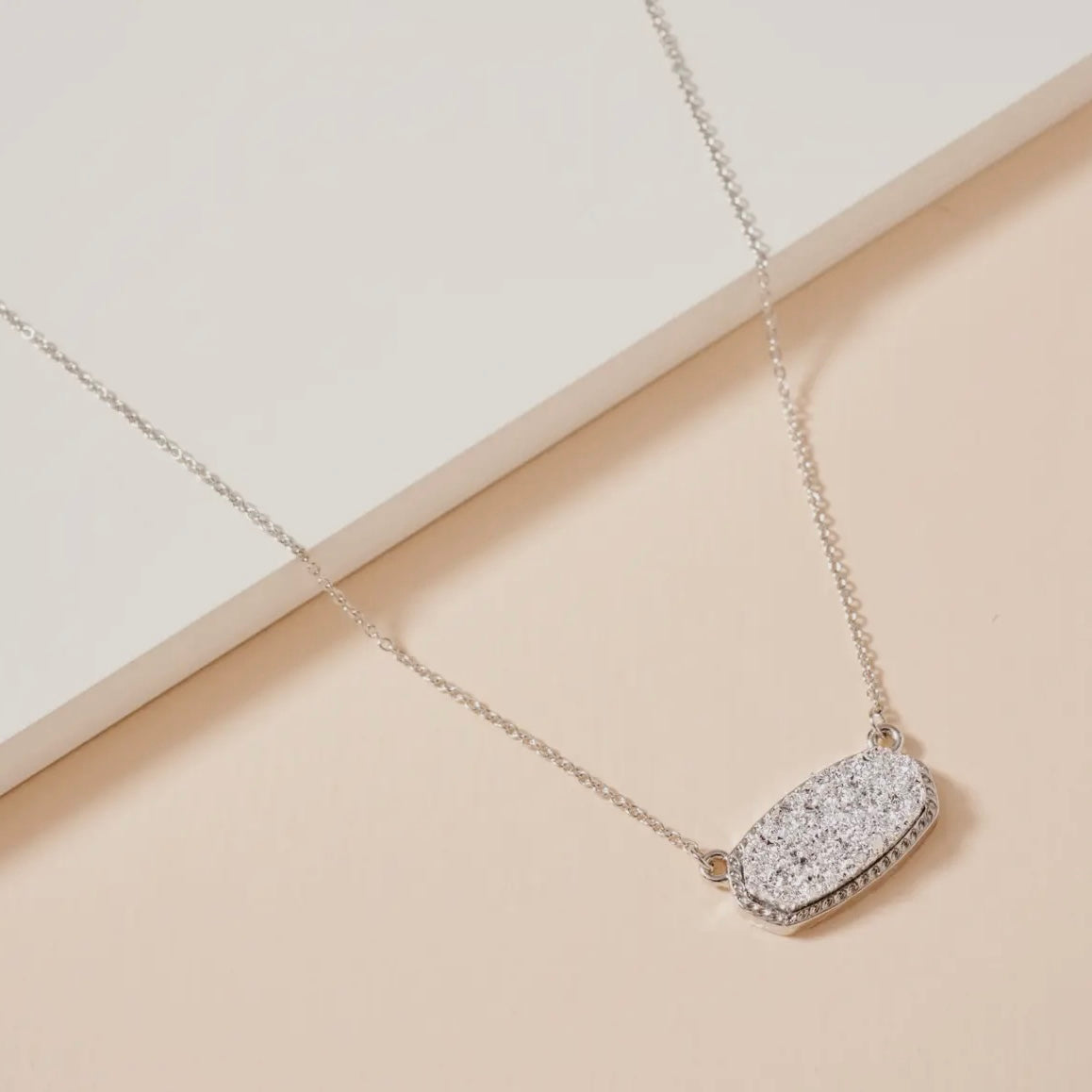 Silver Druzy Necklace