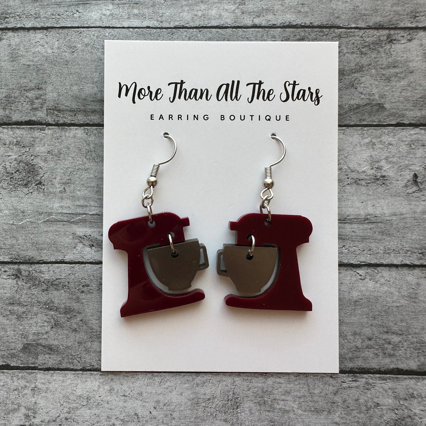 Maroon Kitchen Mixer Earrings