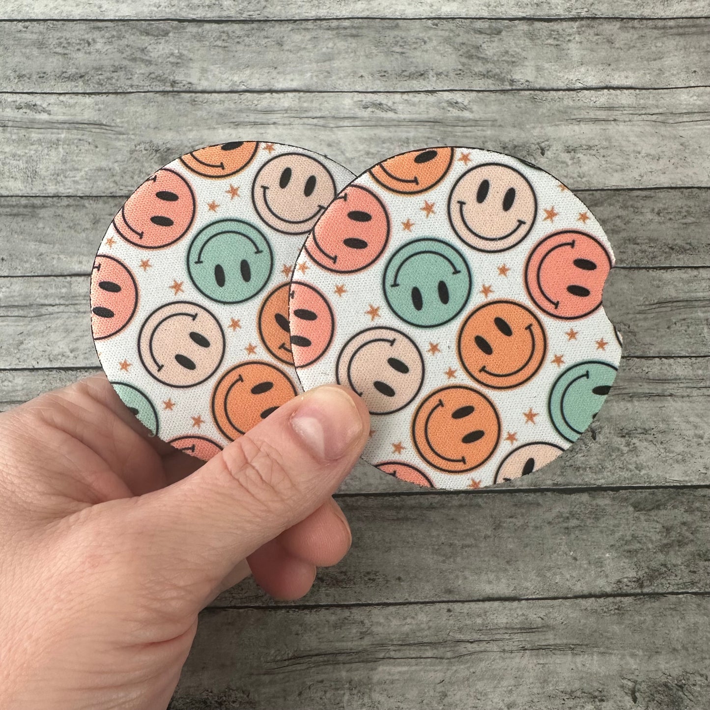 Smiley Face Neoprene Car Coaster