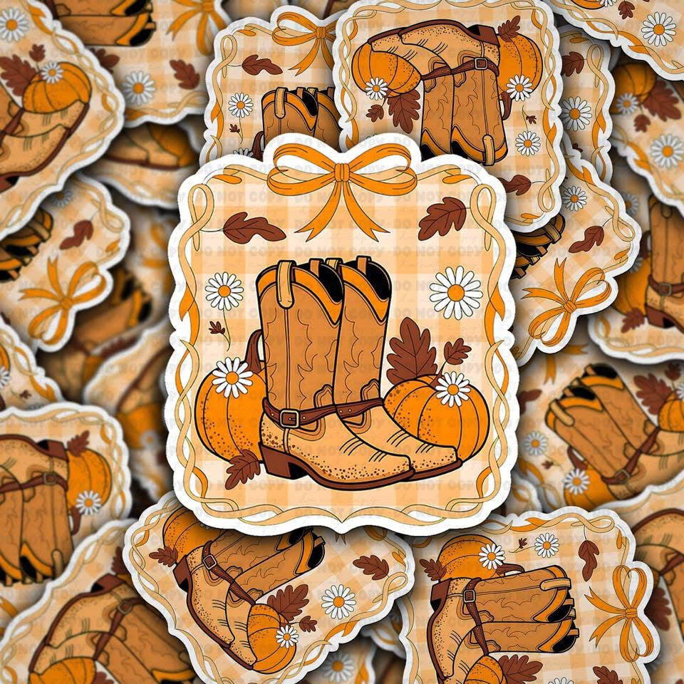 Fall Cowboy Boots Sticker