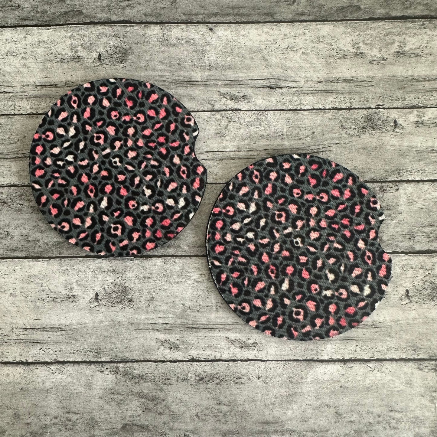 Pink Leopard Neoprene Car Coaster