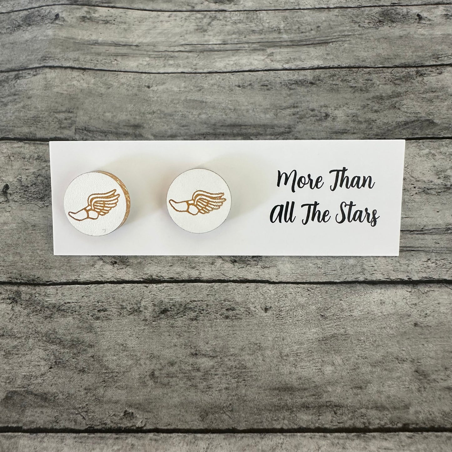 White and Gold Track Shoe Stud