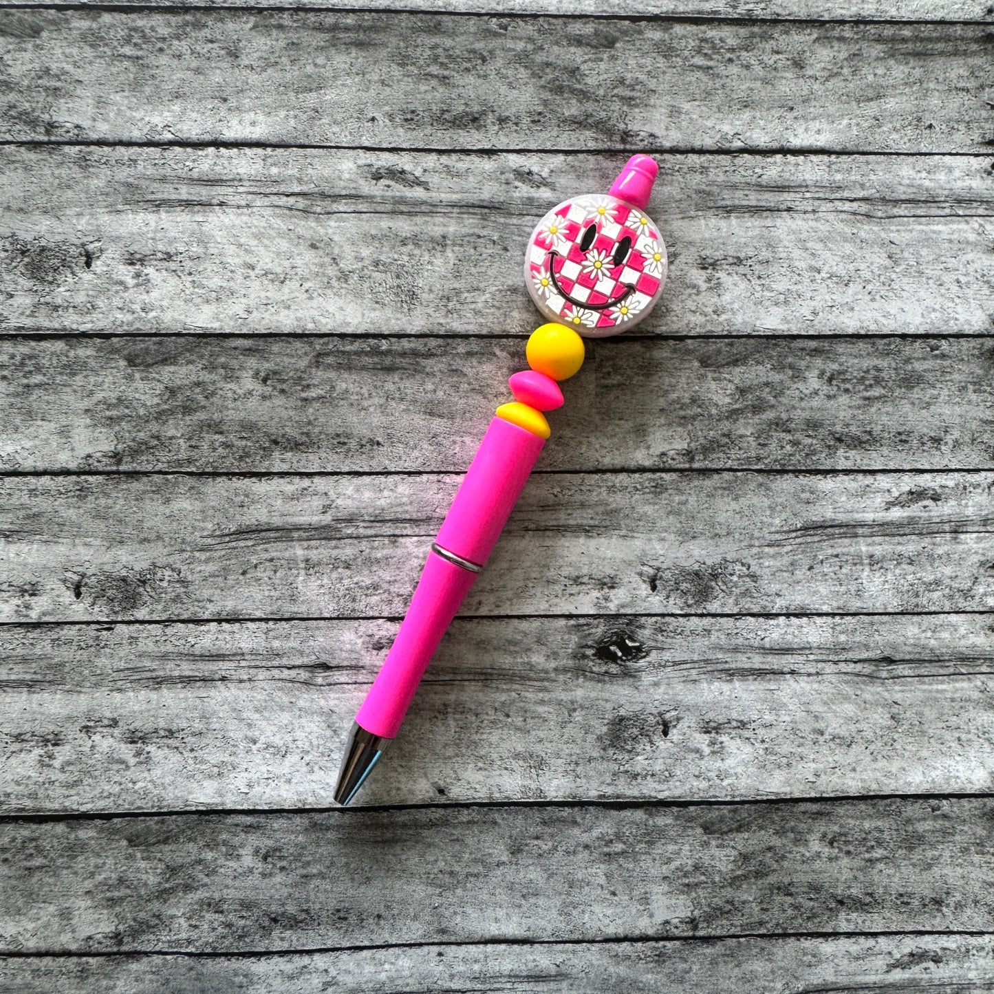 Flower Smiley Face Beaded Pen