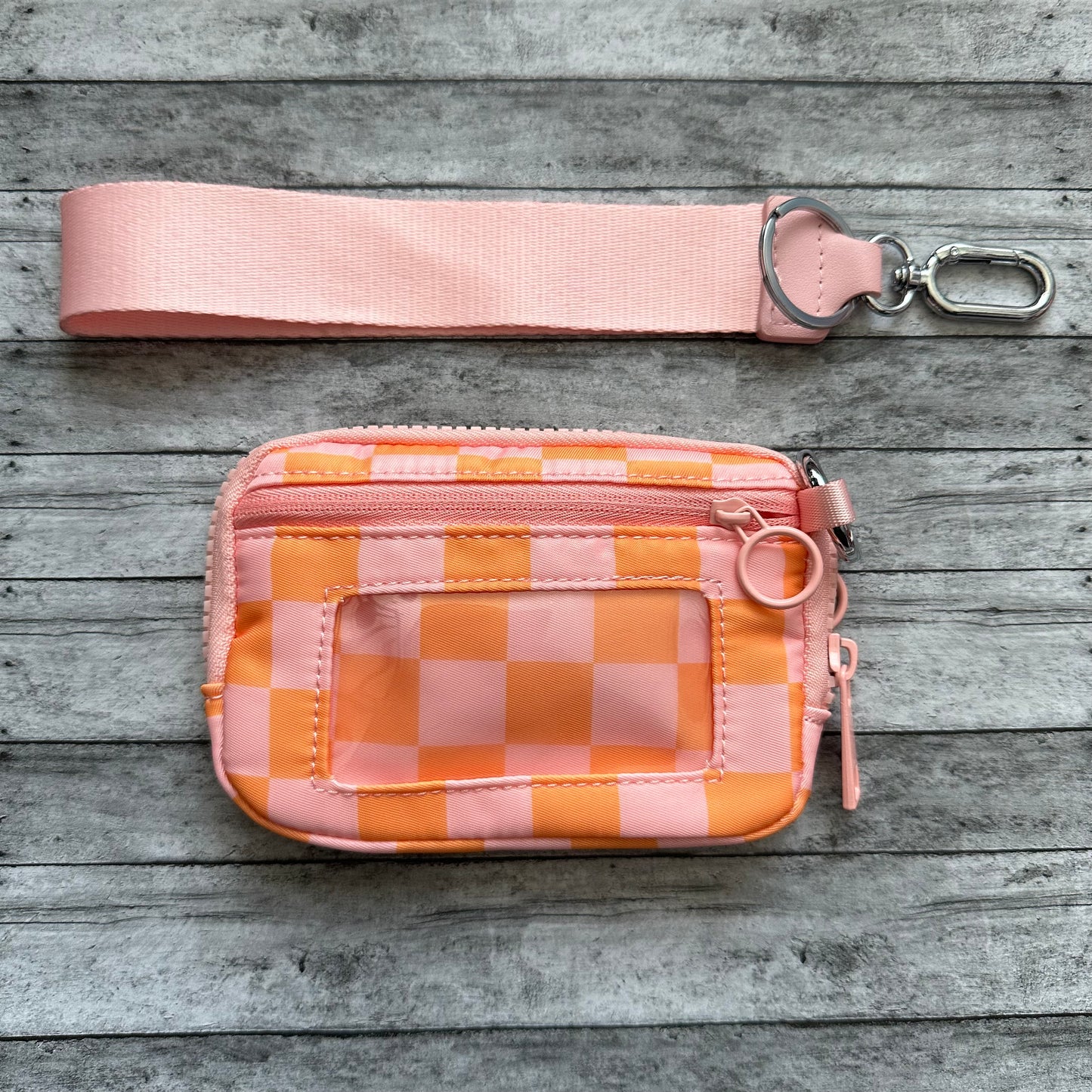Pink And Orange Check Wristlet Wallet