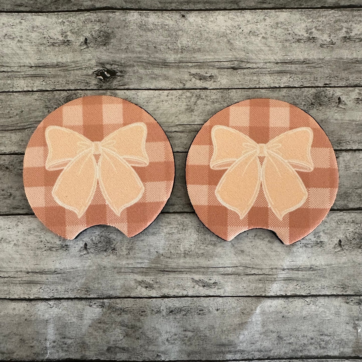 Beige Bow Neoprene Car Coaster