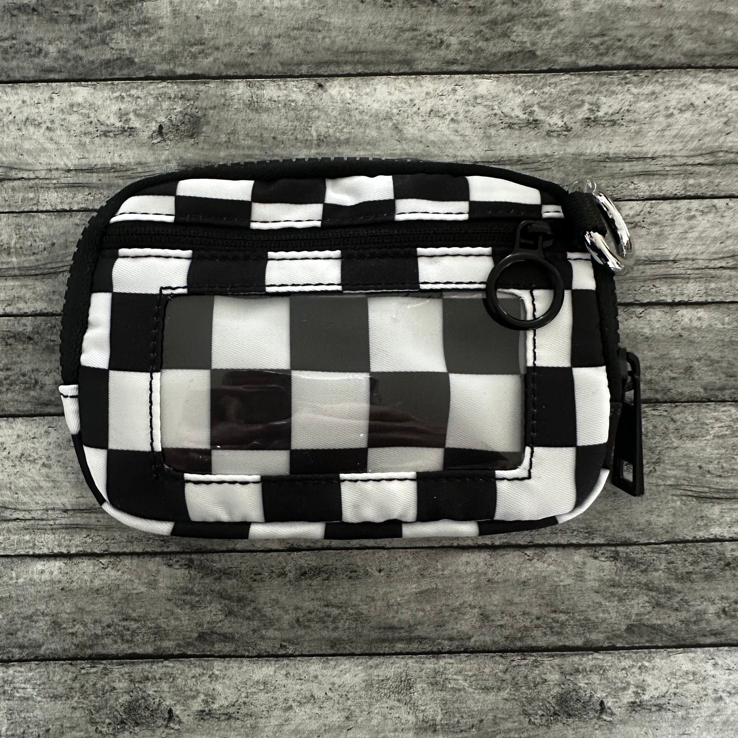 Black Check Wristlet Wallet