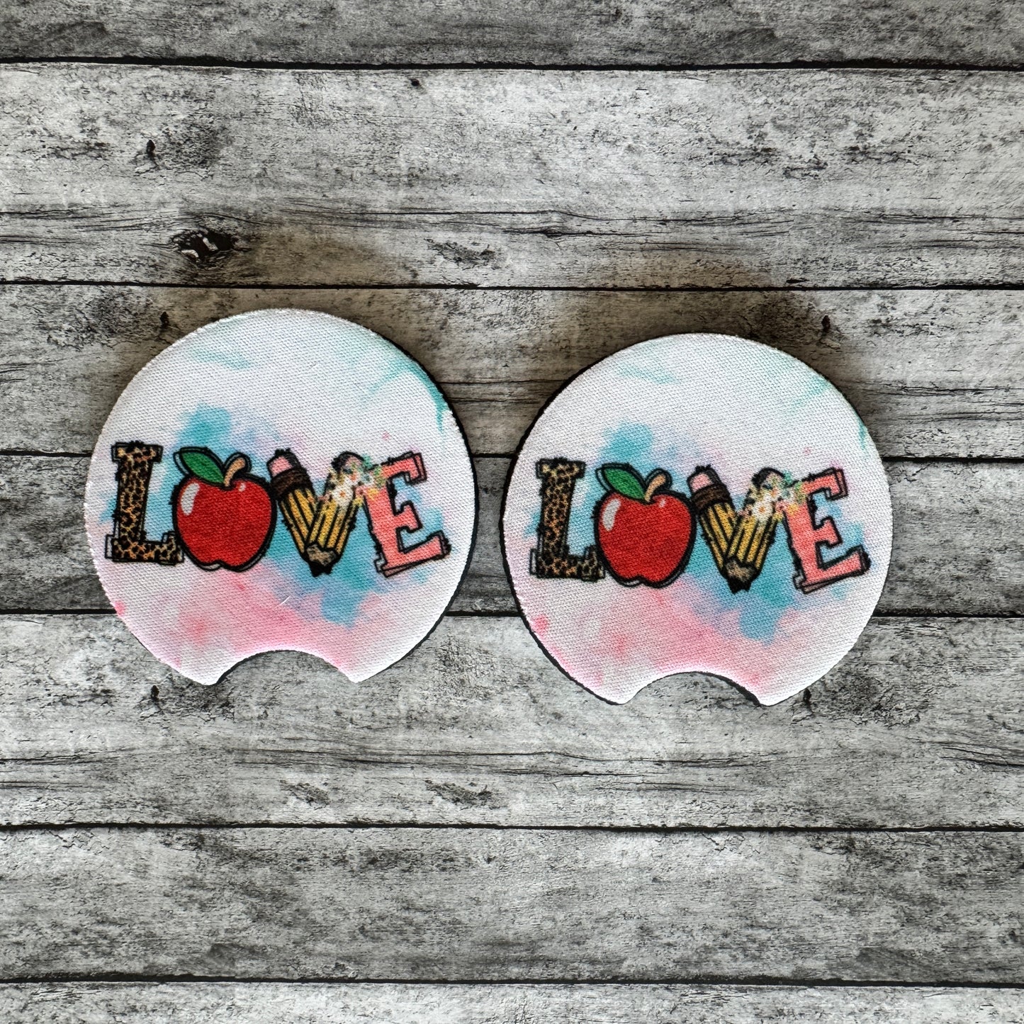 Teacher Love Neoprene Car Coaster