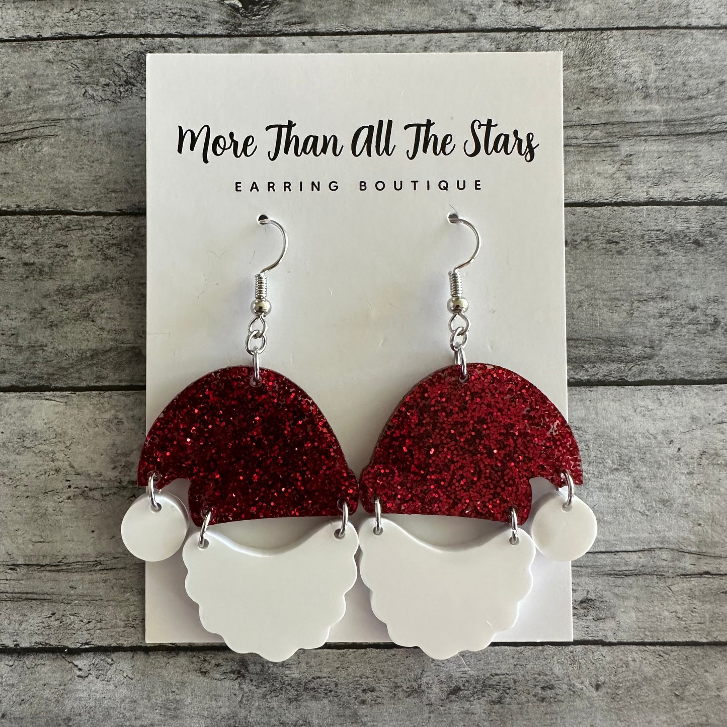 Red Glitter Santa Earrings