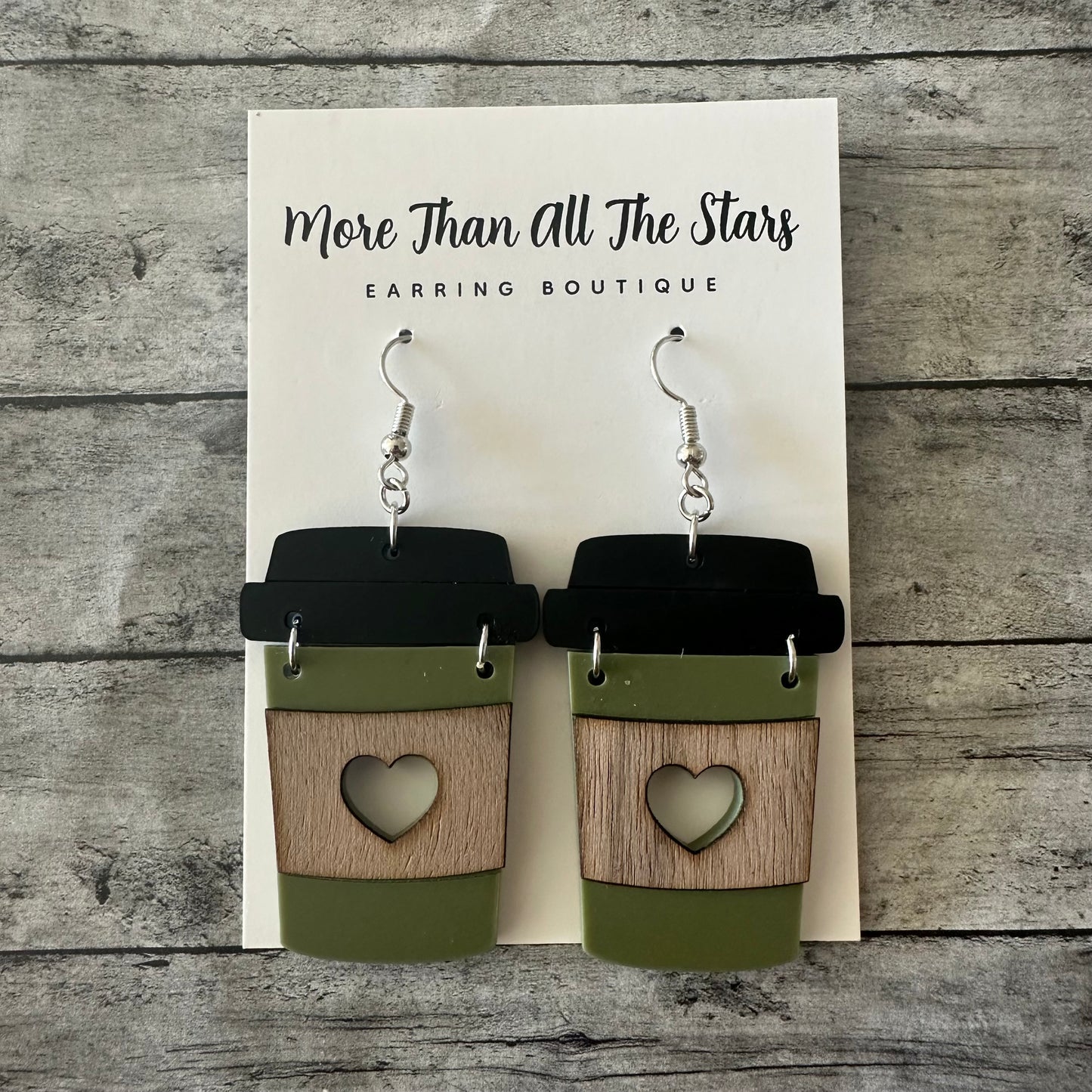 Olive Coffee Cup Earrings