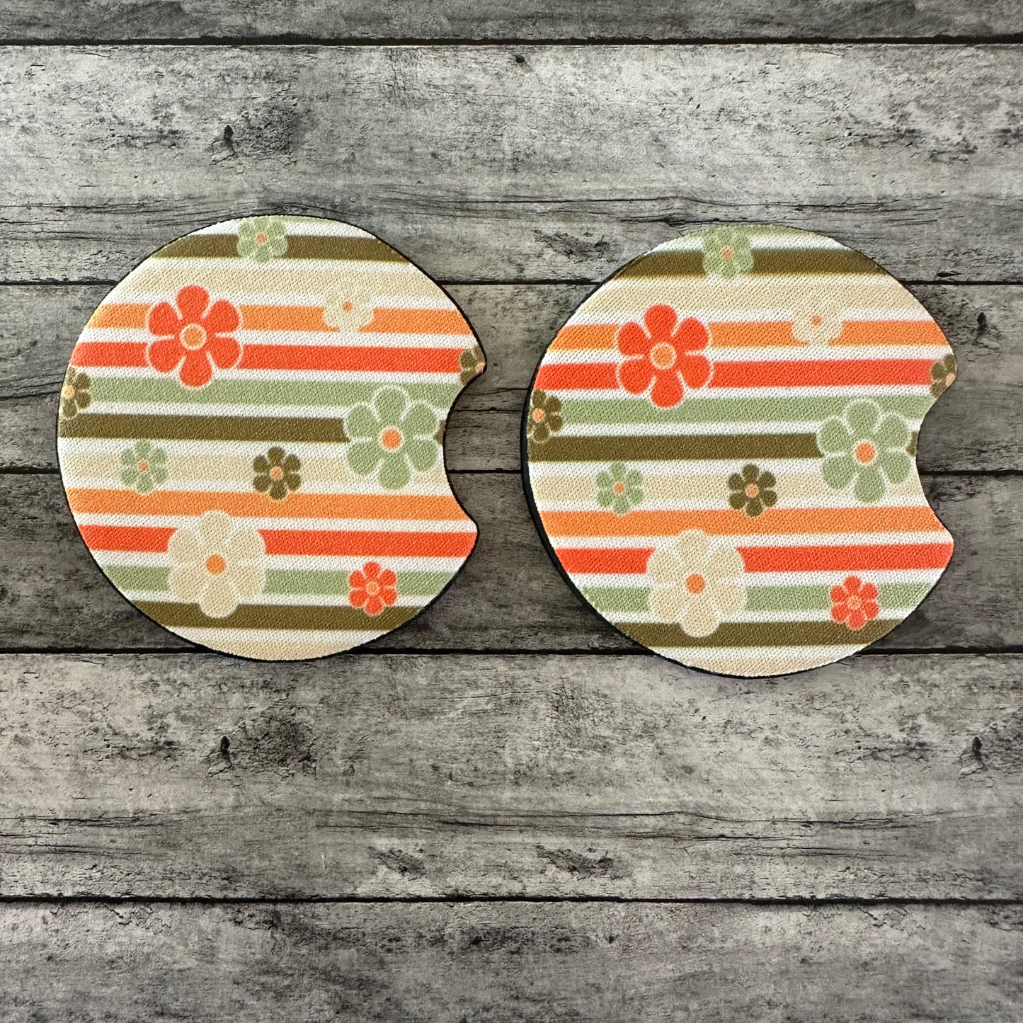 Groovy Flower Neoprene Car Coaster