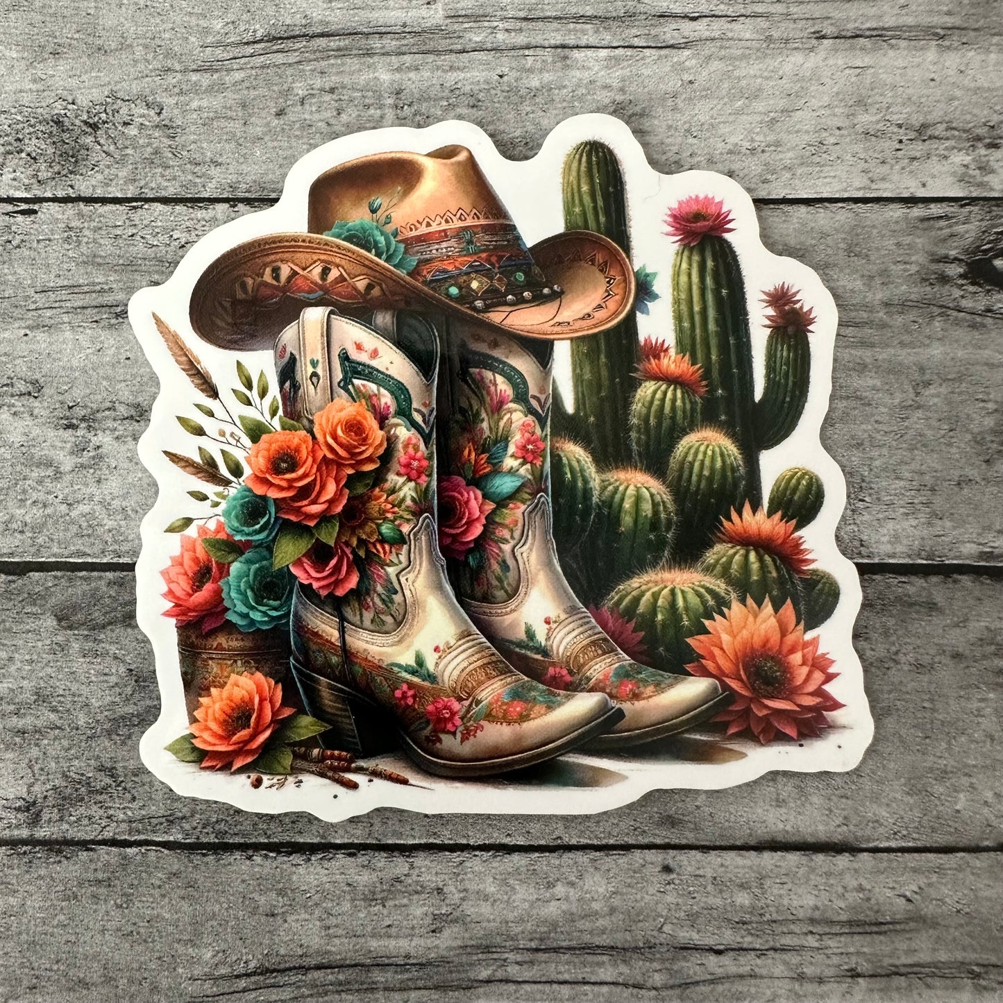 Cactus Cowgirl Boots Sticker