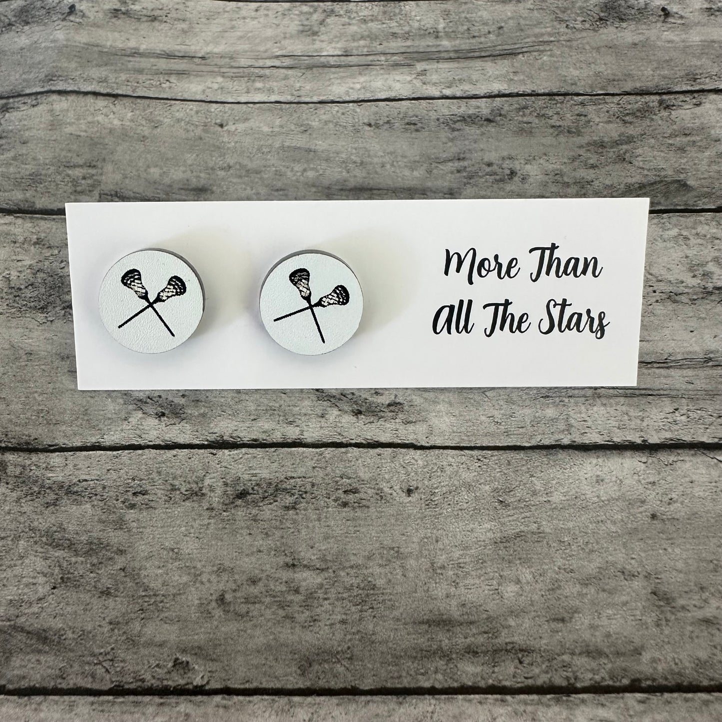 White and Black Lacrosse Stud