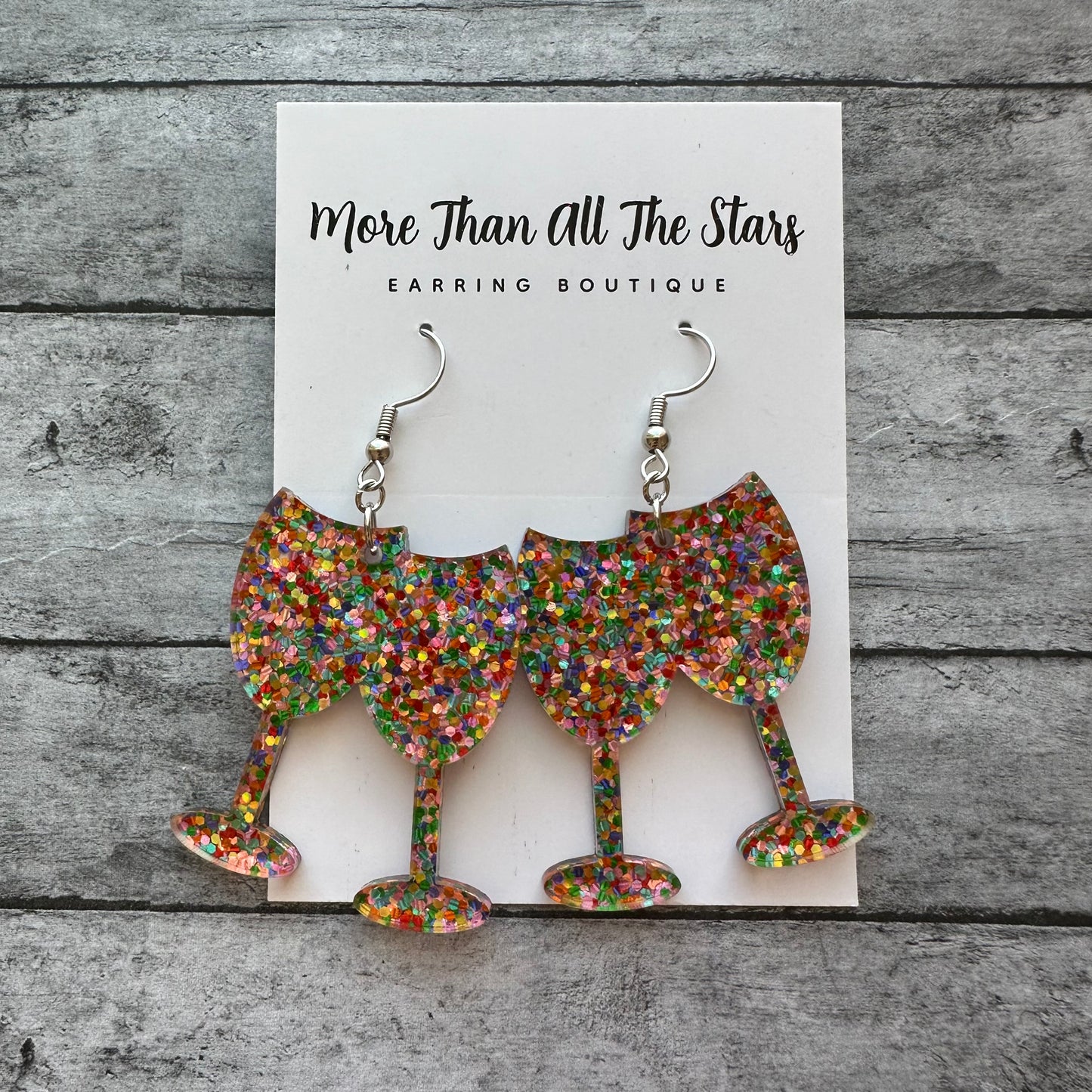 Glitter Wine Glass Earrings