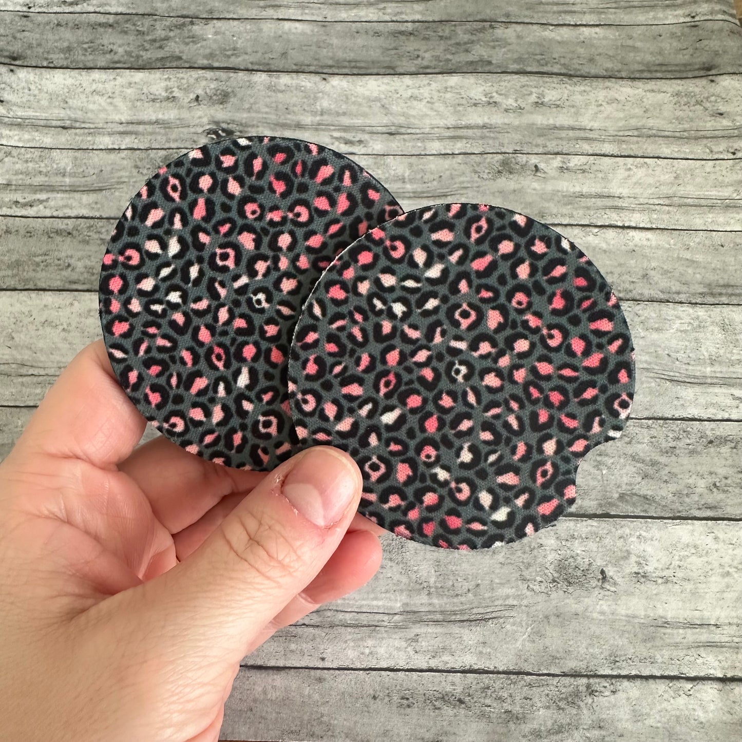 Pink Leopard Neoprene Car Coaster