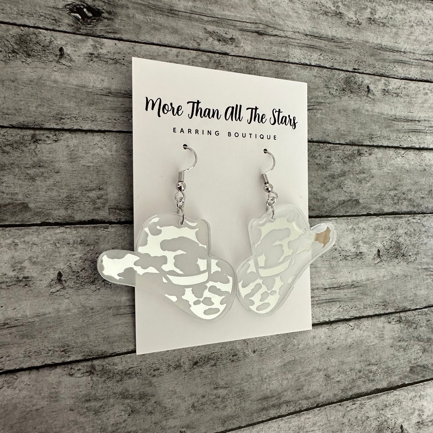 Silver Mirror Cowboy Earrings
