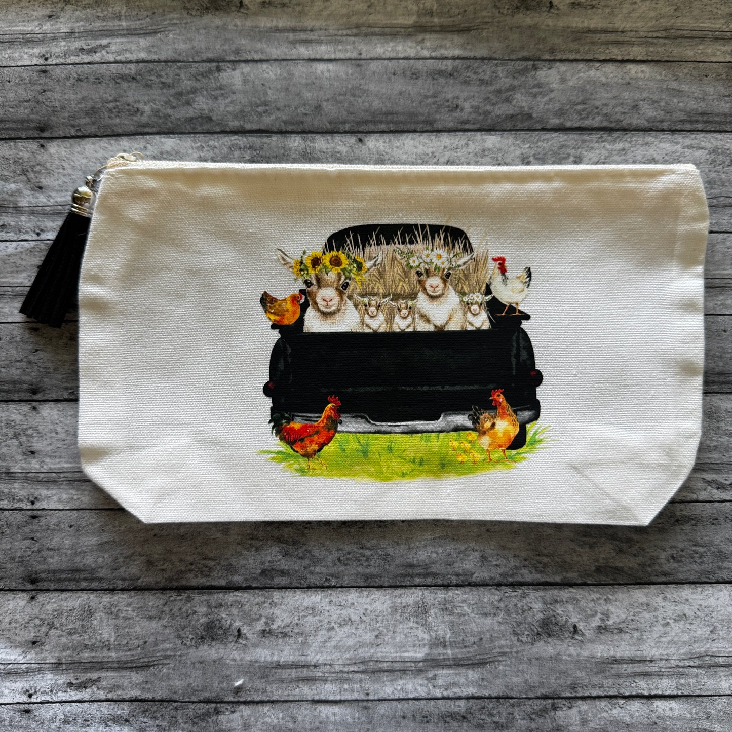 Sheep And Chickens Zipper Pouch