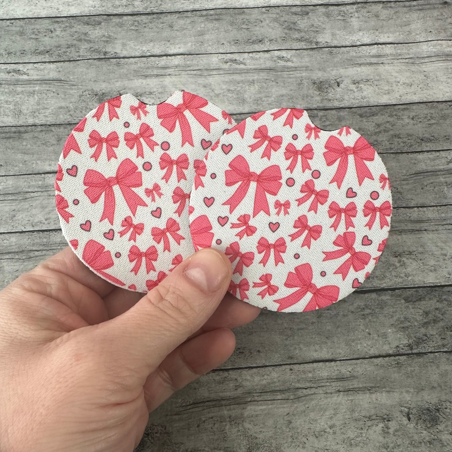 Pink Bow Neoprene Car Coaster