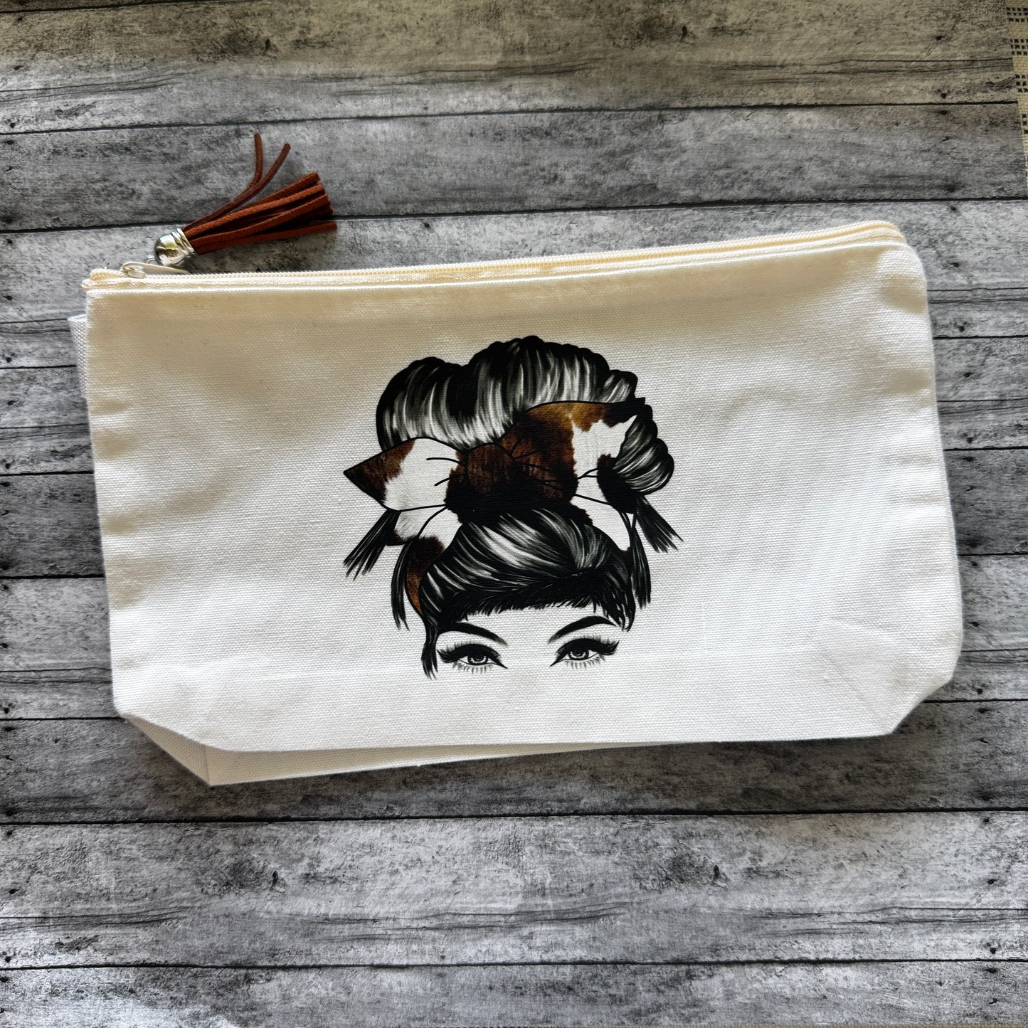 Cow Mom Hair Zipper Pouch