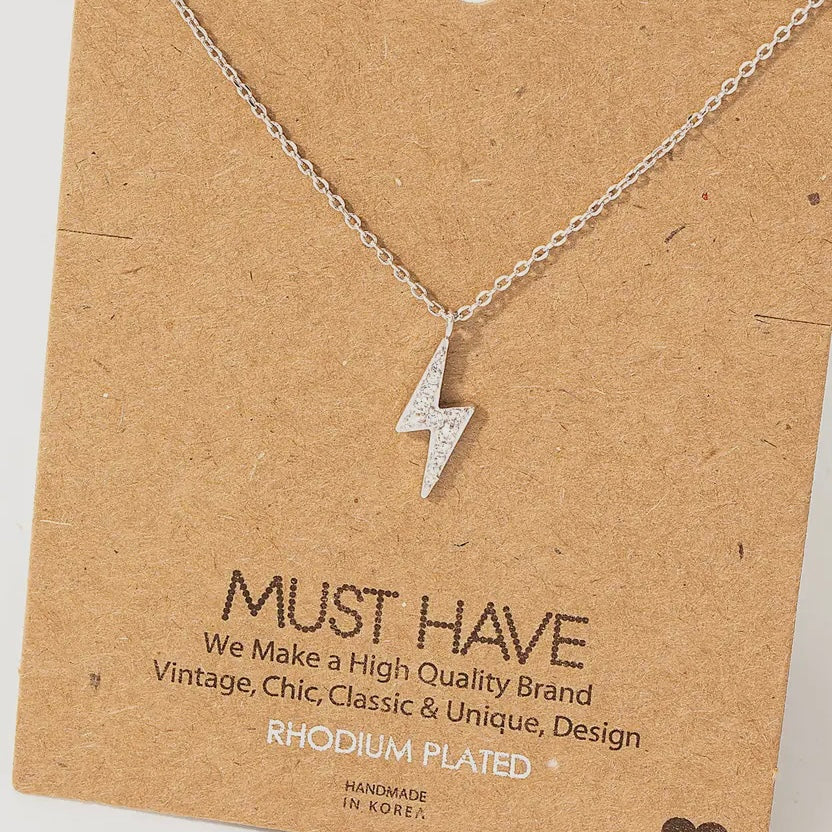 Pave Lightning Bolt Pendant Necklace