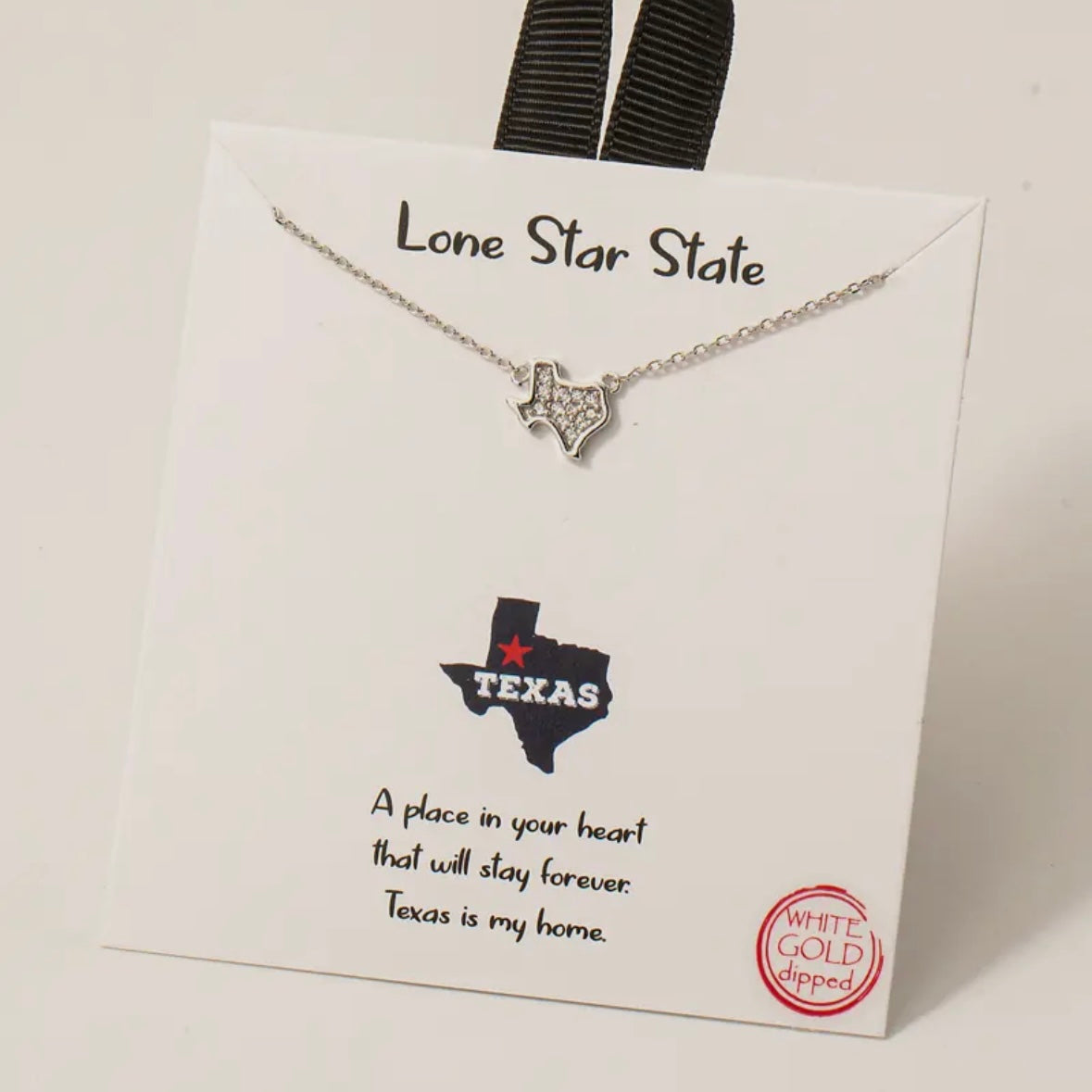 Gold Dipped CZ Texas State Pendant Necklace