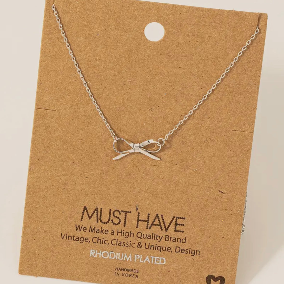 Ribbon Bow Pendant Necklace