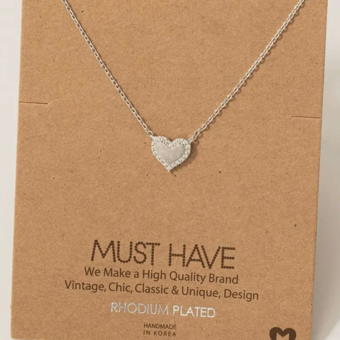 Jewel Outlined Heart Pendant Necklace