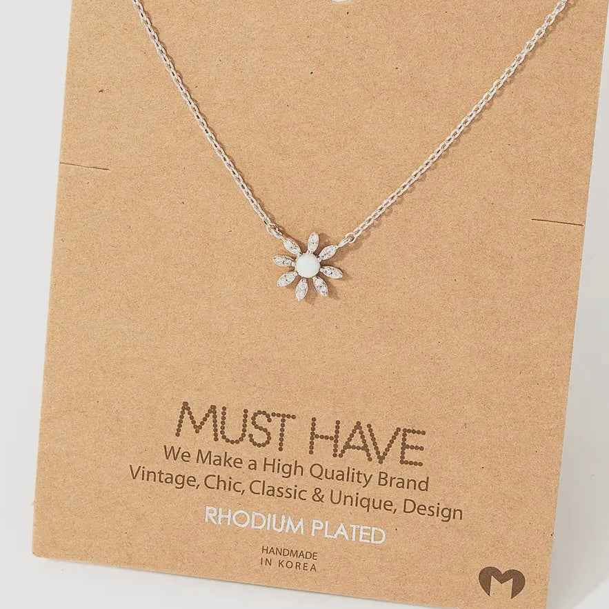 Mini Opal Flower Pendant Necklace