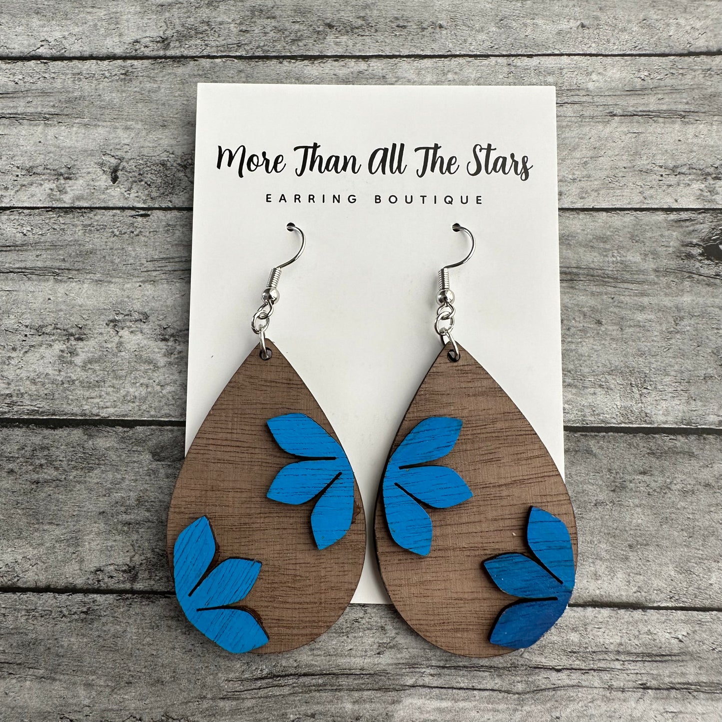 Dimensional Blue Floral Earrings