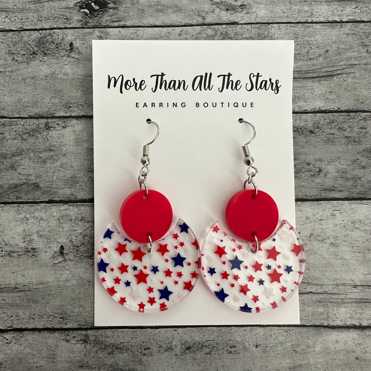 Americana Star Crescent Circle Earrings