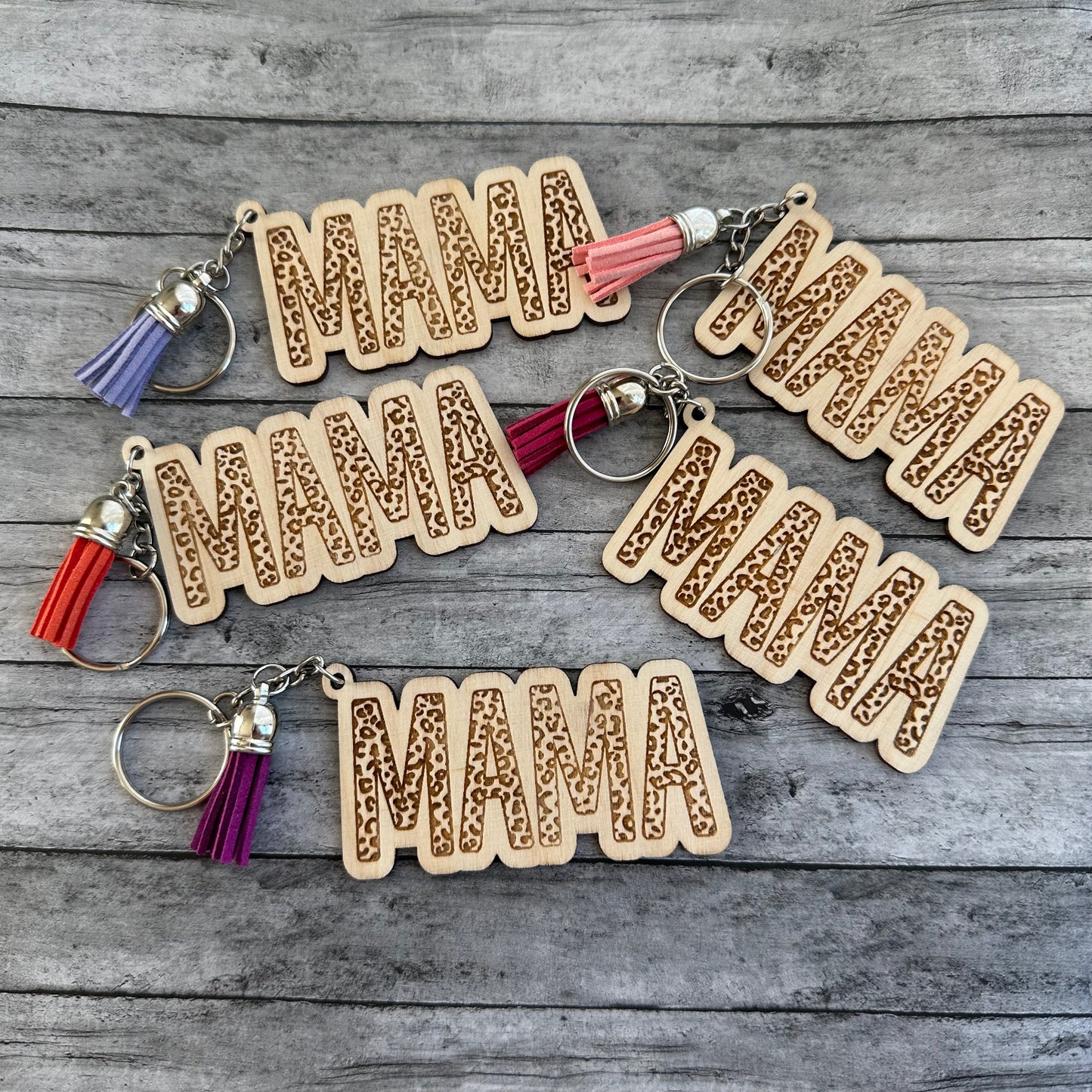 Wood Mama Keychain *RANDOM TASSEL COLOR