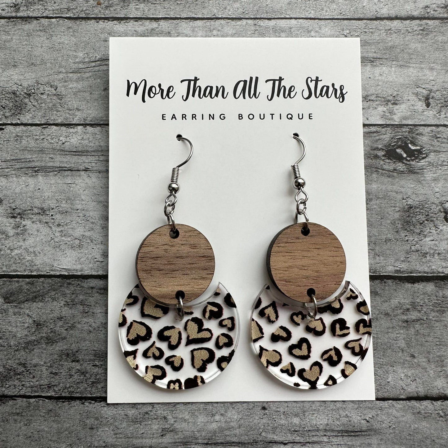 Natural Heart Crescent Circle Earrings