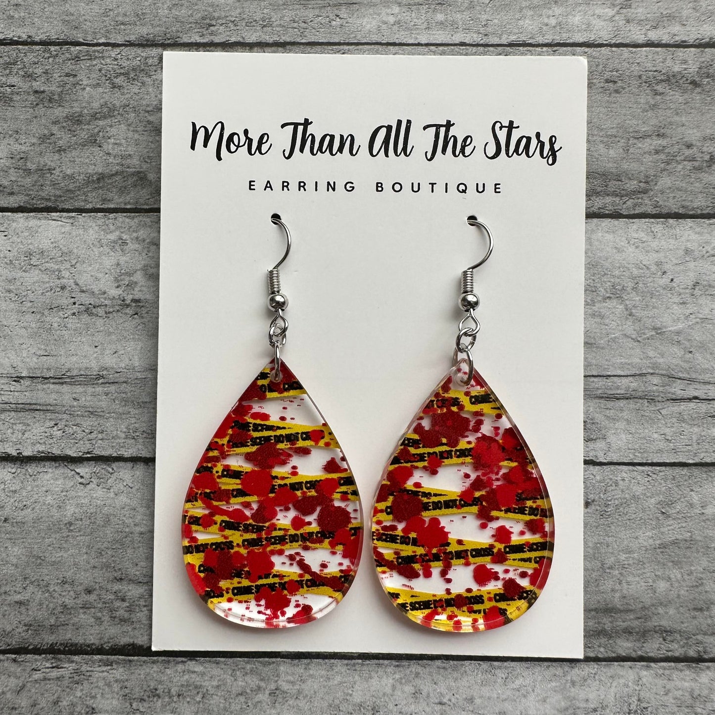 Crime Scene Teardrop Earrings